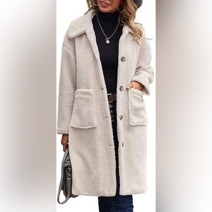 Angashion Teddy Coat in Cream
